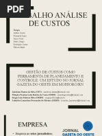 Trabalho análise de custos