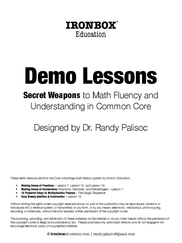 Ironbox Education Secret Weaponsto Math Fluency Demos | PDF | Fraction ...