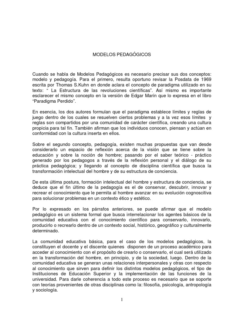 Modelos Pedagogicos | PDF | Maestros | Evaluación