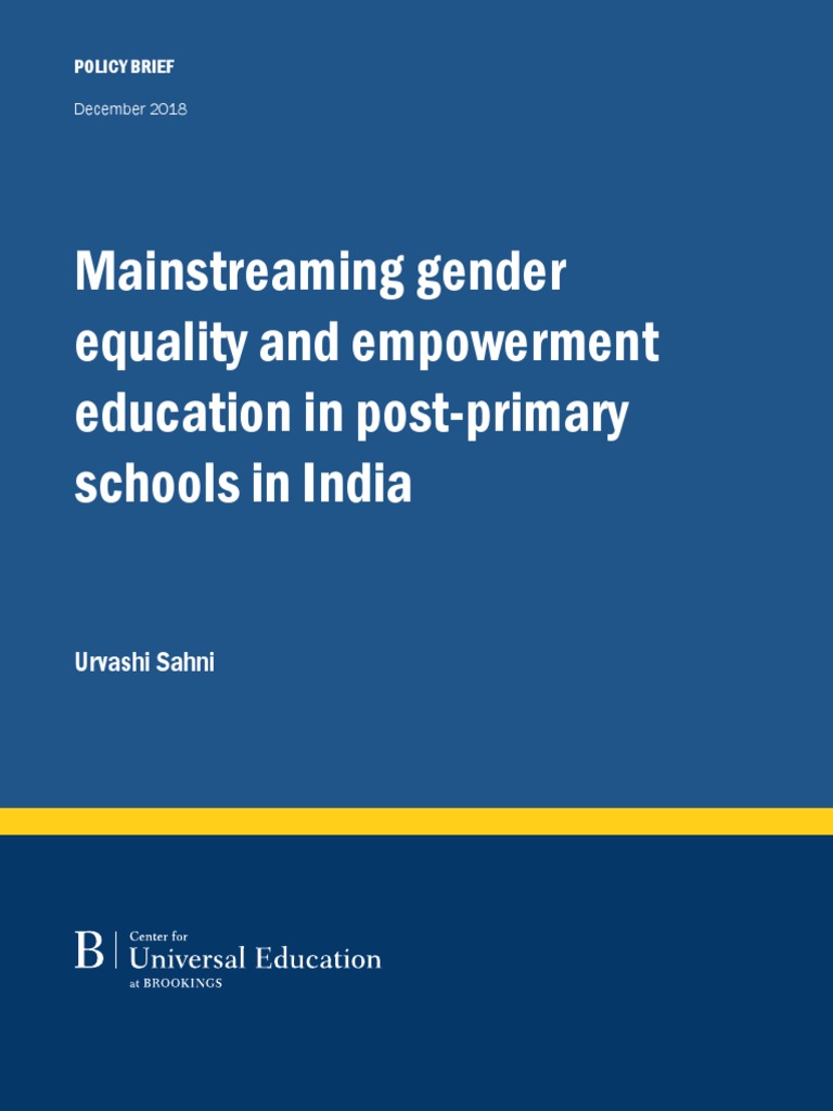 Mainstreaming Gender Equality and Empowerment Education in Post-Primary ...