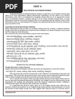 Unit 4: Relational Database Design