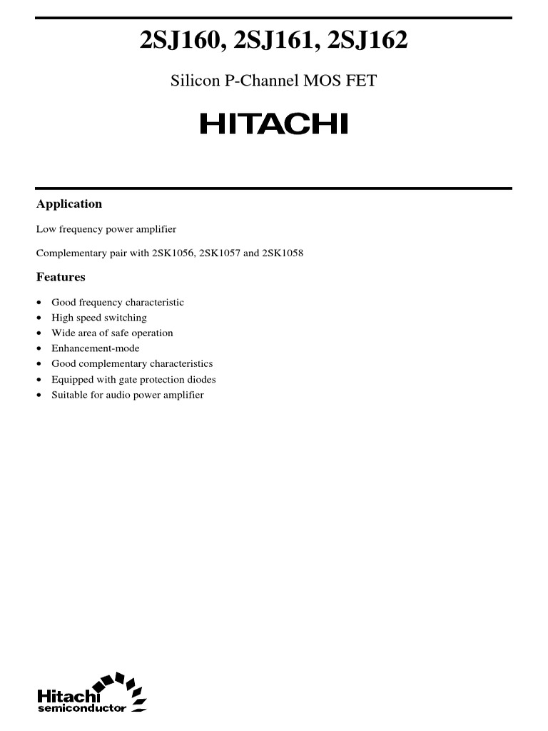 Hitachi 2SJ76 Silicon P-Channel MOS FET – NOS, 1 Piece