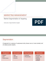 Marketing Management: Market Segmentation & Targeting