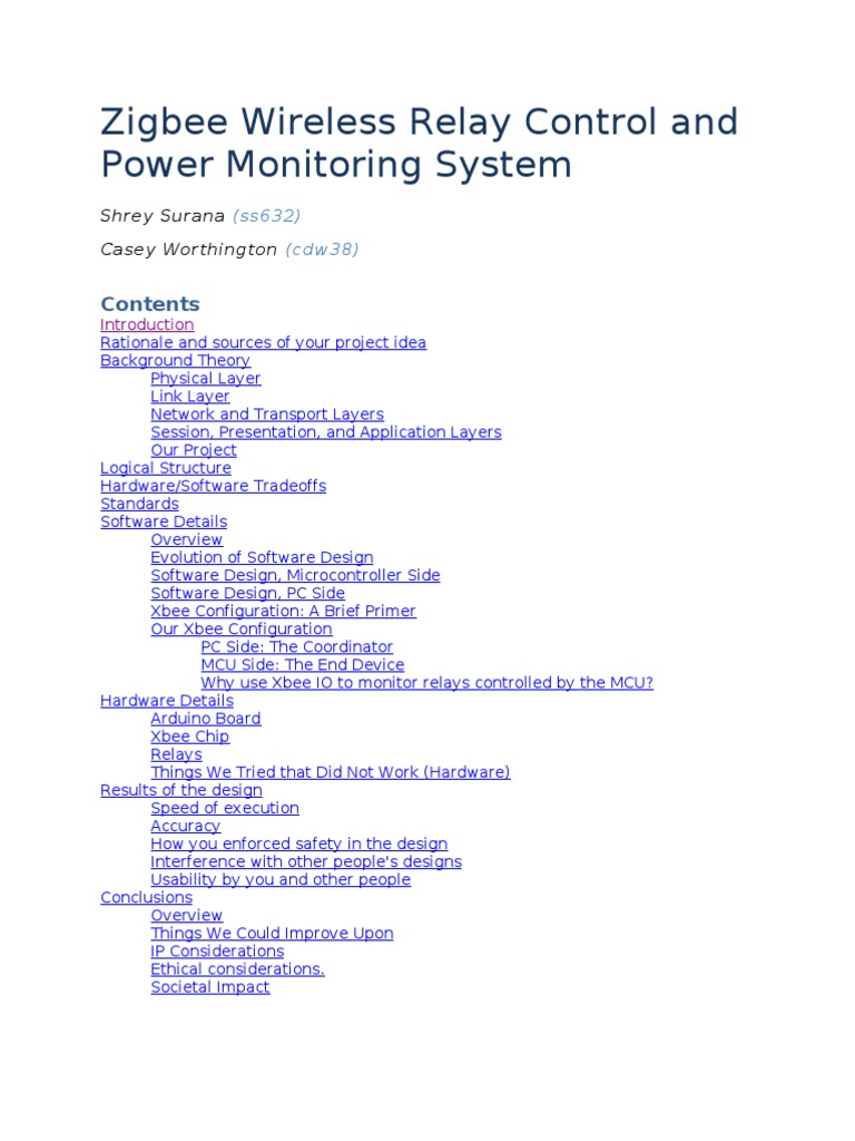 Zigbee Relay Control System Design | PDF