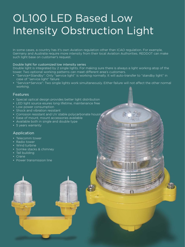 OL100 LED Based Low Intensity Obstruction Light: Features | PDF | Power ...