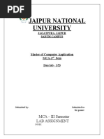 Jaipur National University: MCA - III Semester Lab Assignment