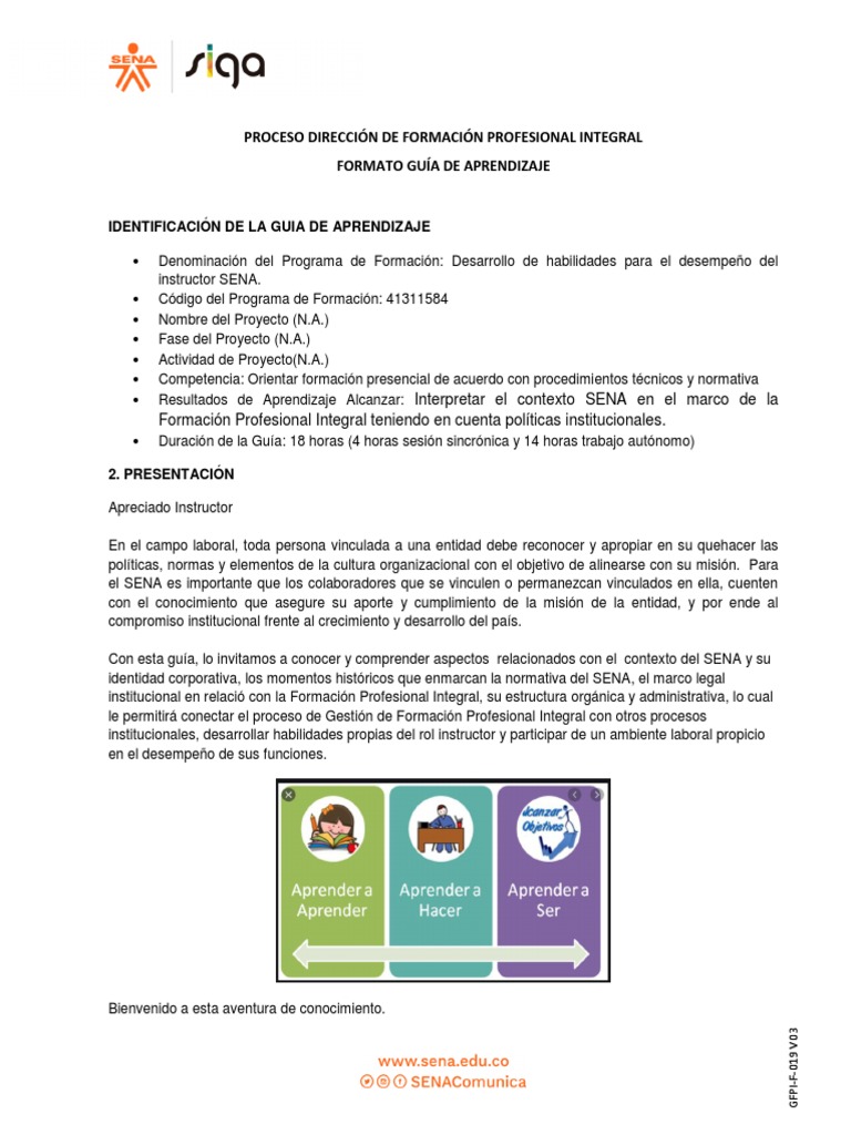 Guía de Aprendizaje para Instructores SENA | PDF | Evaluación | Aprendizaje