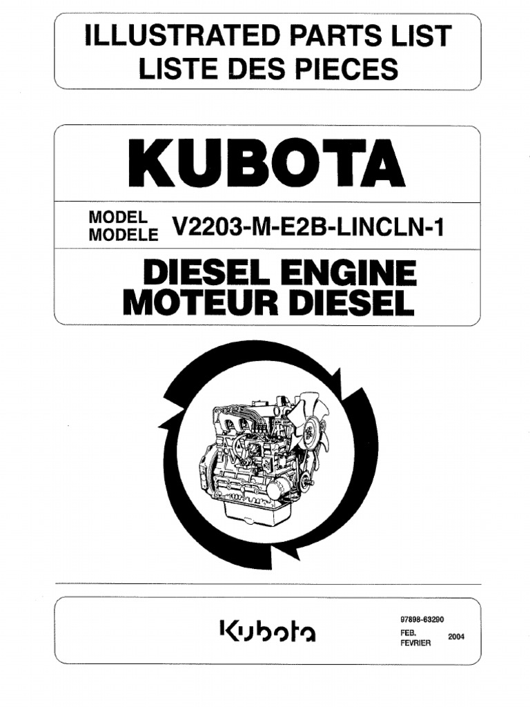 Kubota V2203-M-E2B-LINCLN-1 Parts List