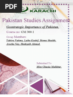 Pakistan Studies Assignment: Geostrategic Importance of Pakistan