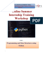 Online Summer Internship Training Workshop: Programming and Data Structures Using Python