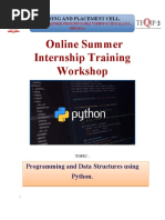 Online Summer Internship Training Workshop: Programming and Data Structures Using Python