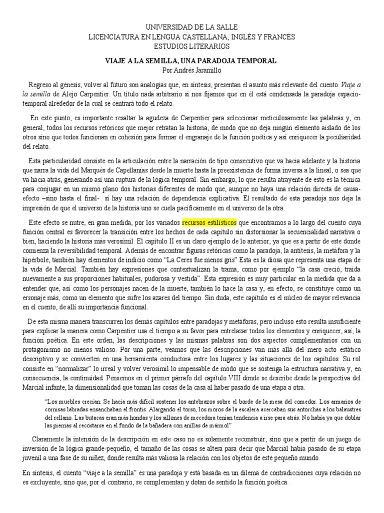 Viaje A La Semilla Una Paradoja Temporal Narrativa Cuentos