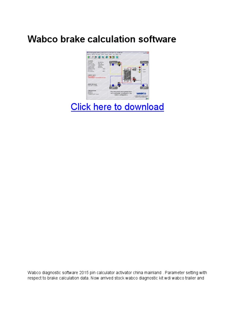 Wabco Brake Calculation Software Guide | PDF | Anti Lock Braking System ...