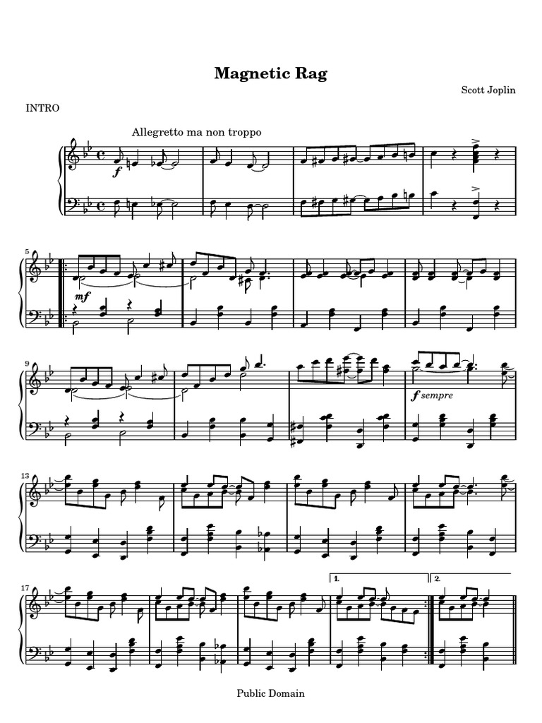 Rag Sheet Music From Mutopia PDF PDF Text Media Technology