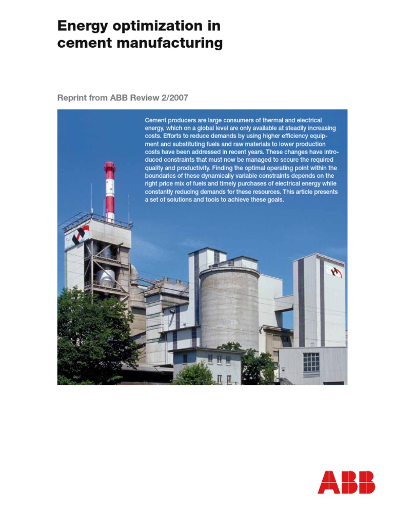Energy optimization in cement manufacturing Mathematical Optimization