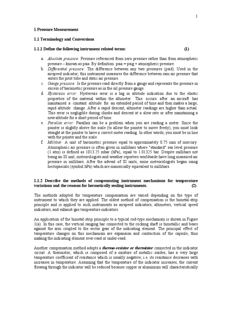 1 Pressure Measurement | PDF | Pressure Measurement | Atmospheric Pressure