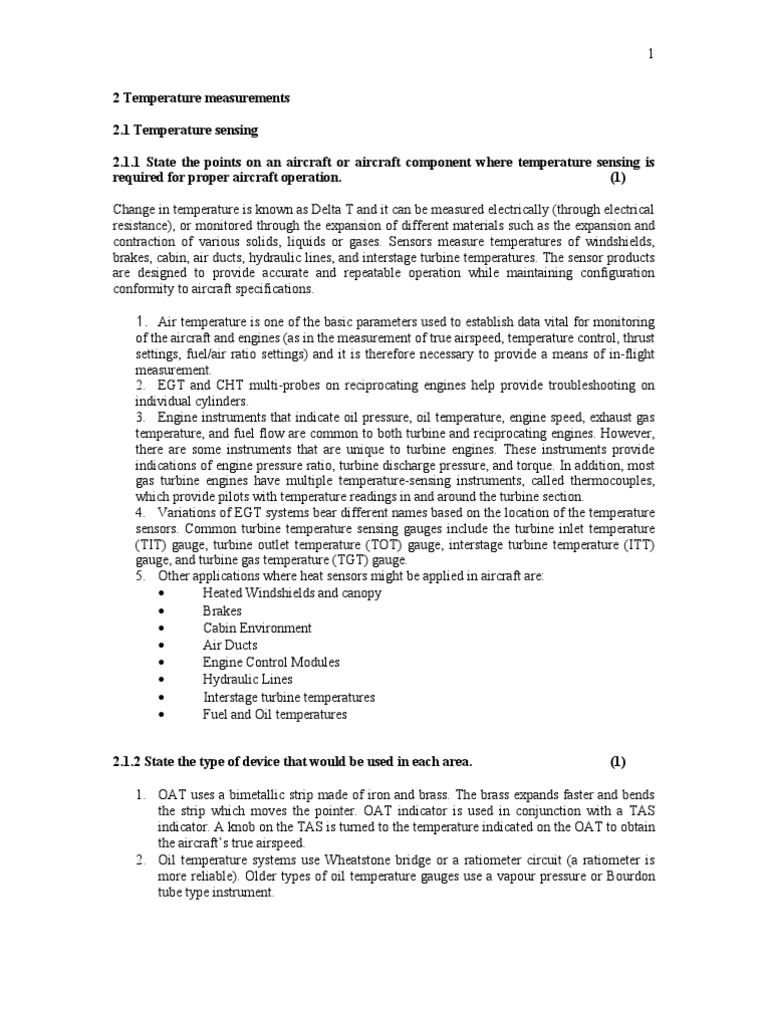 Aircraft Temperature Sensing Systems | PDF | Thermocouple | Electrical ...