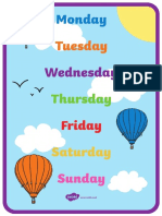 English Days of The Week A4 Display Poster PDF