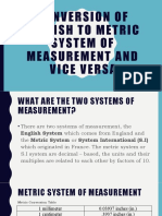 Conversion of English To Metric System of Measurement
