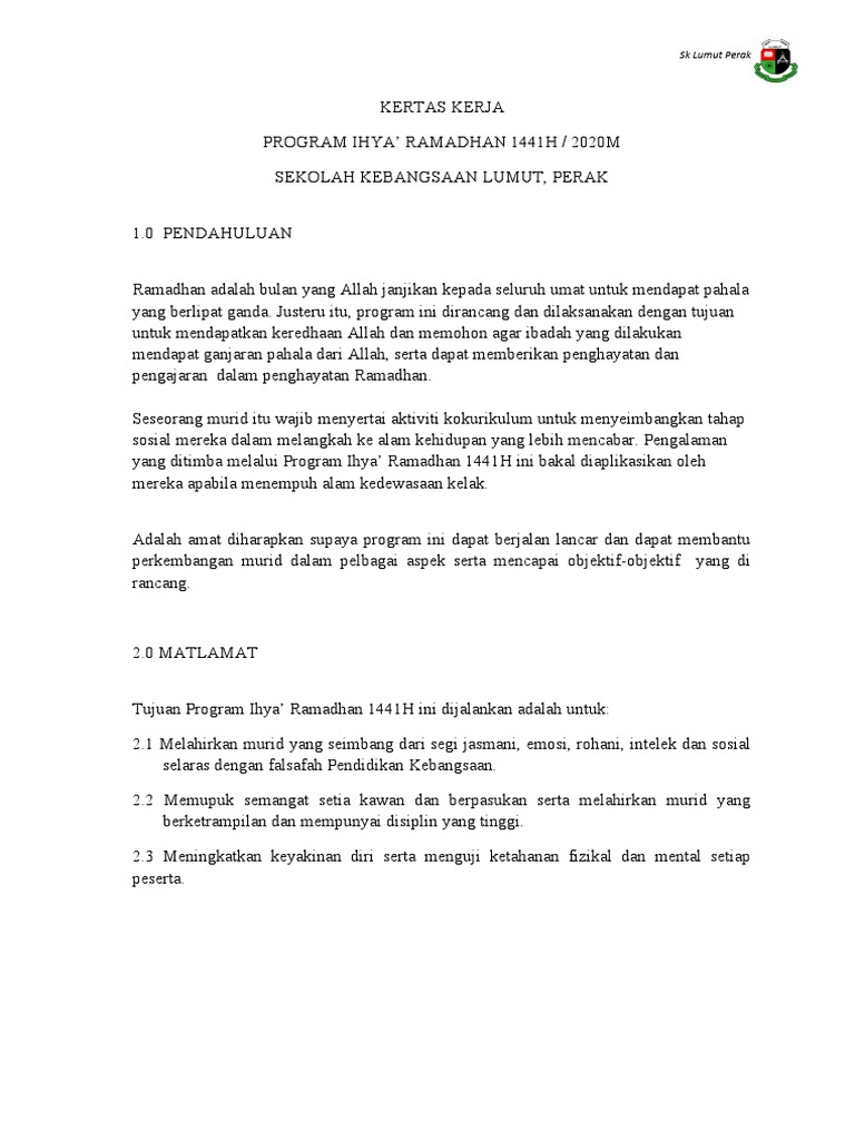 Kertas Kerja Ihya Ramadhan 2020 Pdf