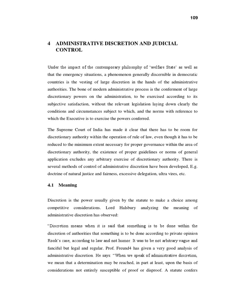 Administrative Discretion & Judicial Control PDF | PDF | Discretion ...