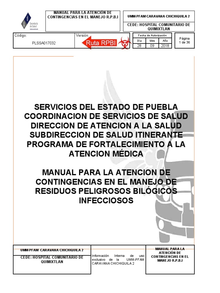 Manejo de Contingencias R.P.B.I. | PDF | Hospital | Residuos