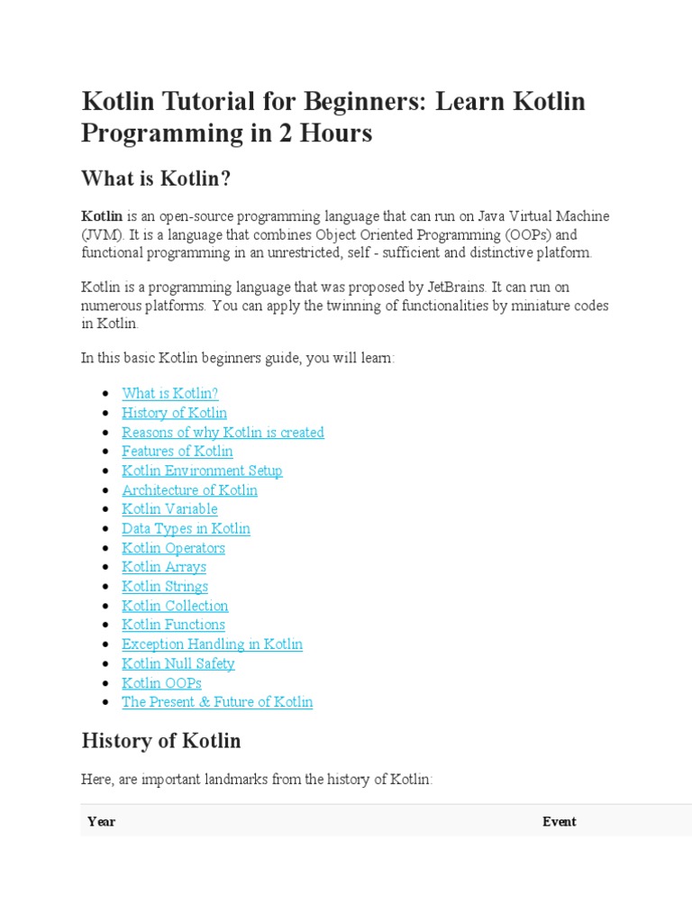 Kotlin Basics: A Beginner's Guide | PDF | Array Data Type | Class ...