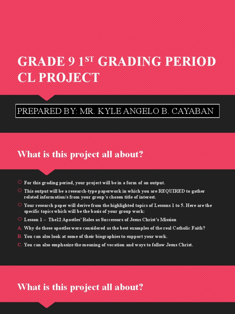 Grade 9 First Grading Project Guide | PDF | Catholic Church | Pope