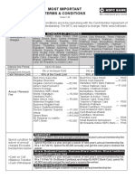 Most Important Terms & Conditions: Schedule of Charges