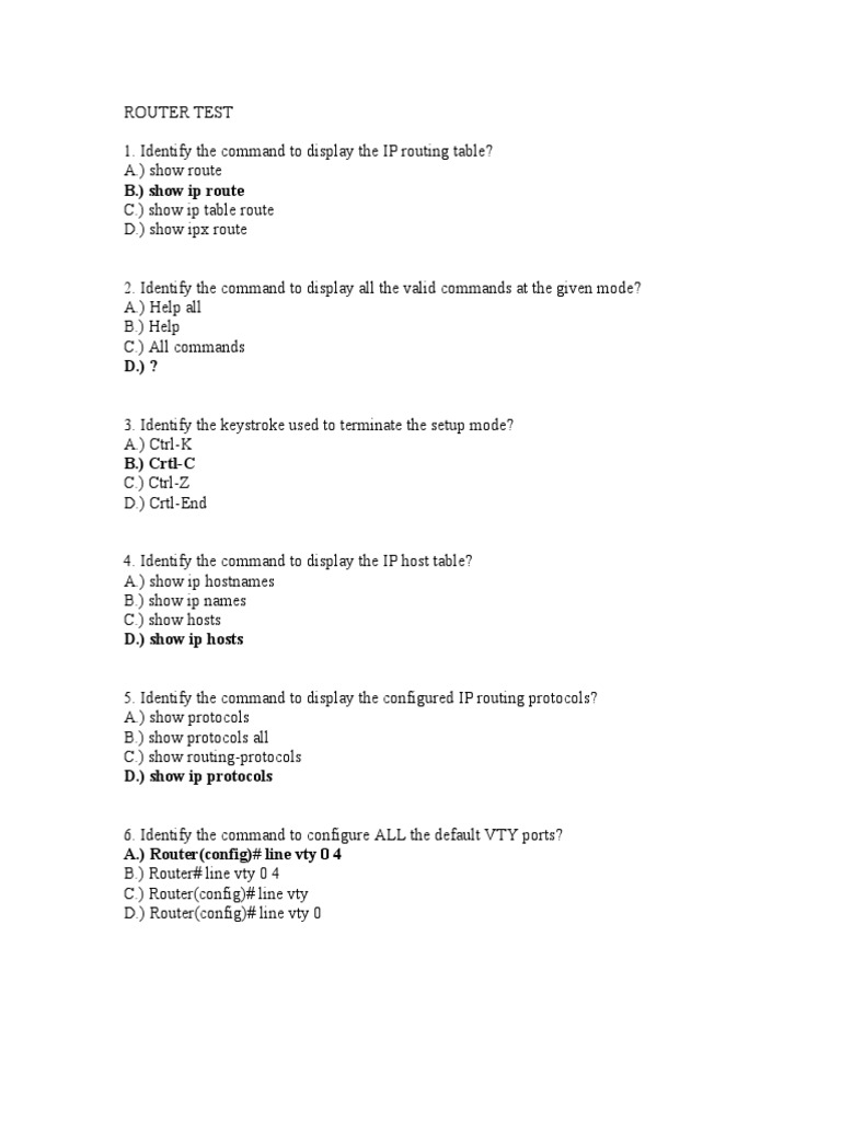 CCNA Cisco Tests | PDF | Router (Computing) | Internet Protocol Suite