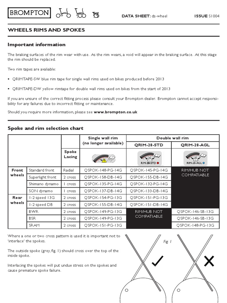 Brompton Rim and Spoke Guide | PDF