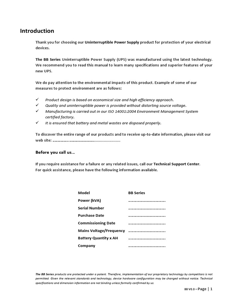 BB Series UPS Installation Manual | PDF | Power Inverter | Rectifier