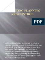 Marketing Planning and Control Process