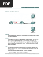 Lab 10.5.1 Configuring Static NAT: Objective