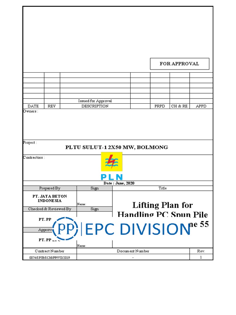 Lifting Plan For PC Spun Pile 400 10 UP Crawler Crane 55 Ton | PDF ...