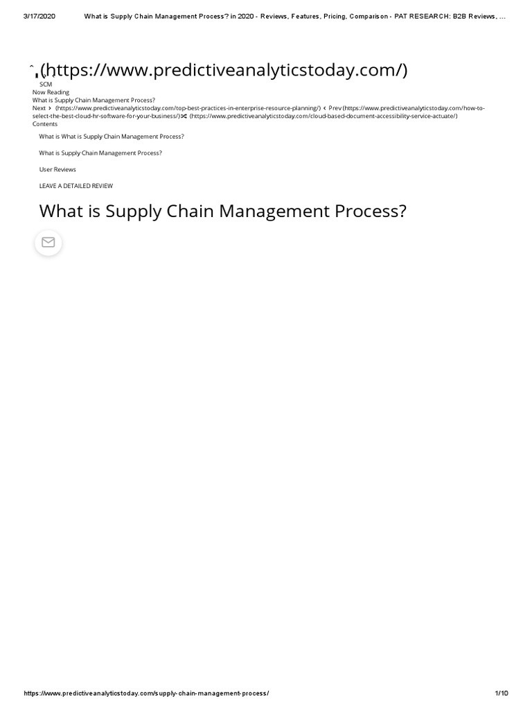 What Is Supply Chain Management Process in 2020 Reviews, Features