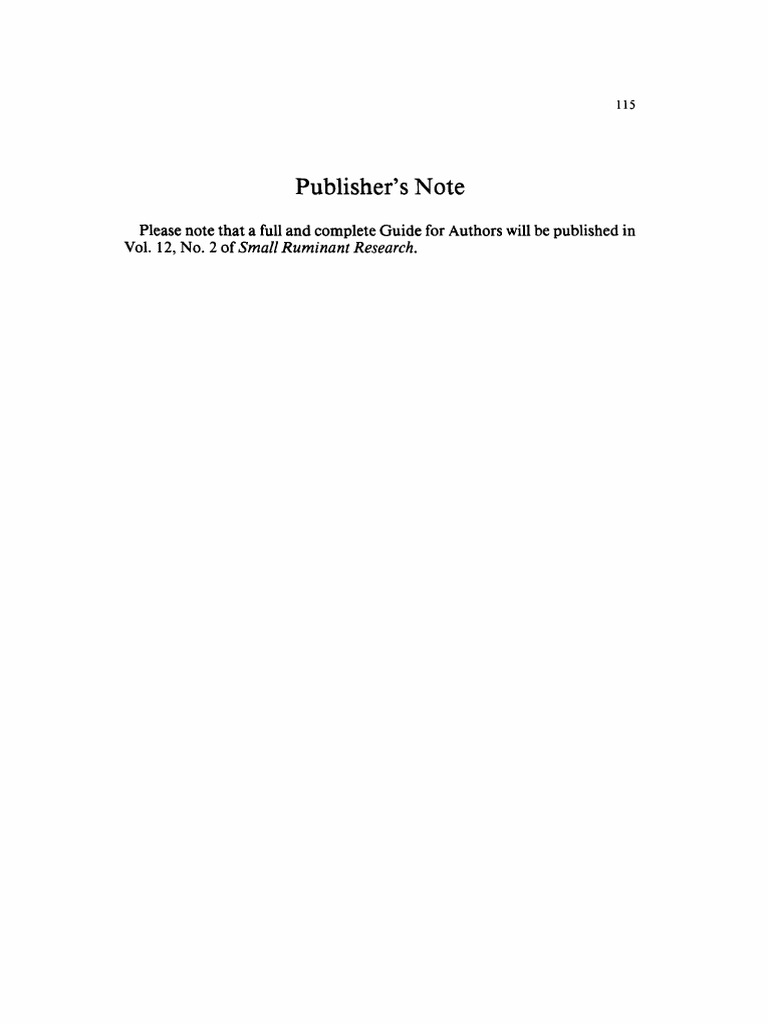 Guide for Authors in Small Ruminant Research | PDF