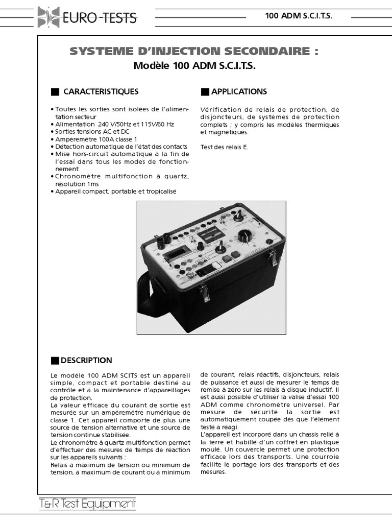 Valise d'injection 100 ADM S.C.I.T.S. | PDF | Électrotechnique ...
