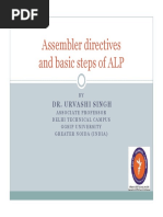 Assembler Directives and Basic Steps of ALP: Dr. Urvashi Singh