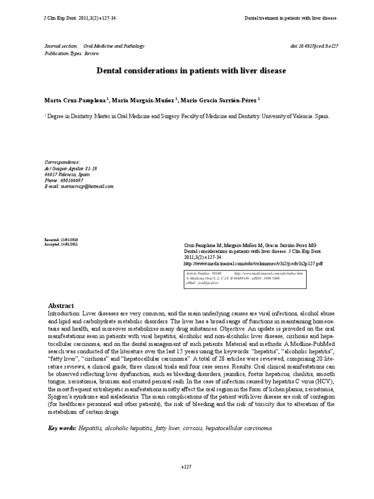 Dental Considerations in Patients With Liver Disease PDF