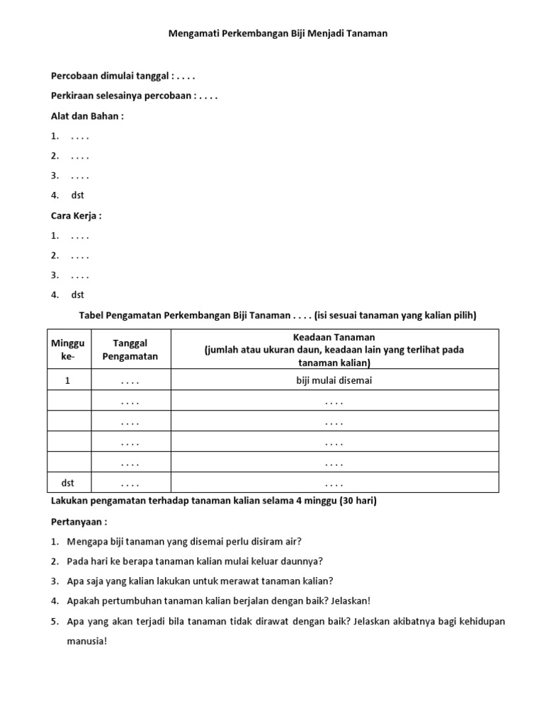 Pengamatan Pertumbuhan Tanaman | PDF