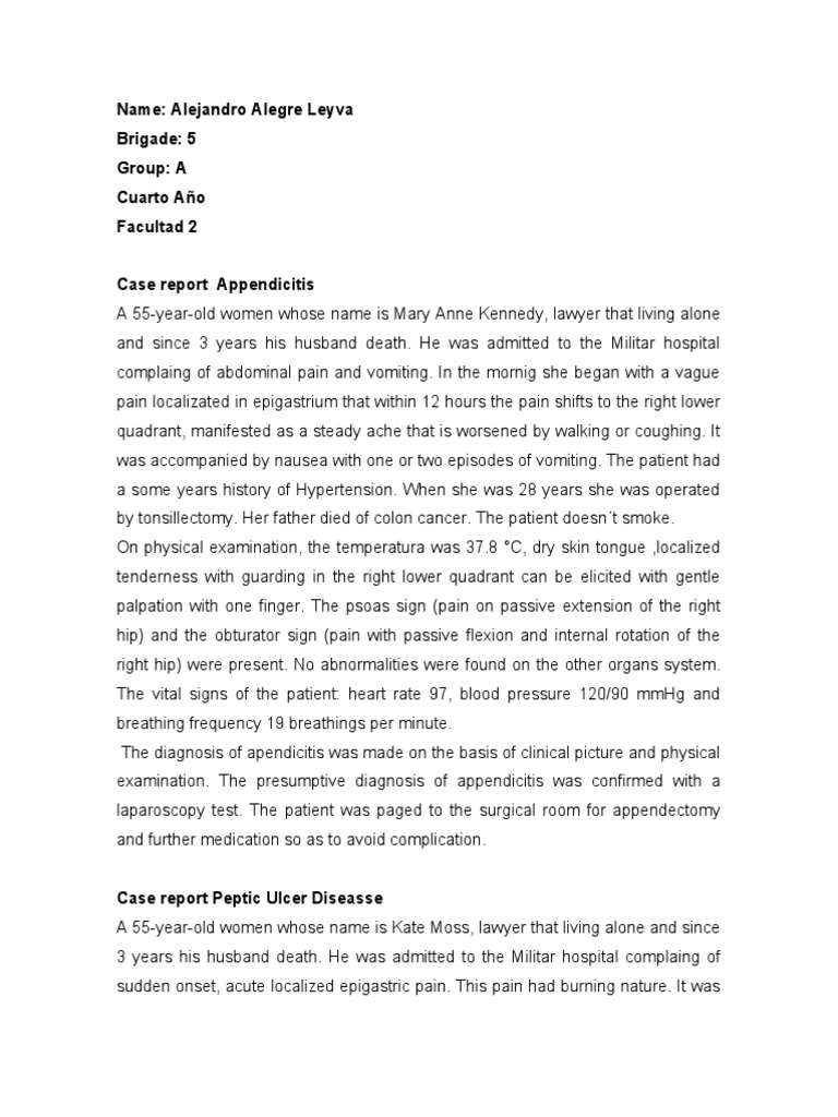 Case Report Appendicitis | PDF | Symptoms And Signs | Rtt