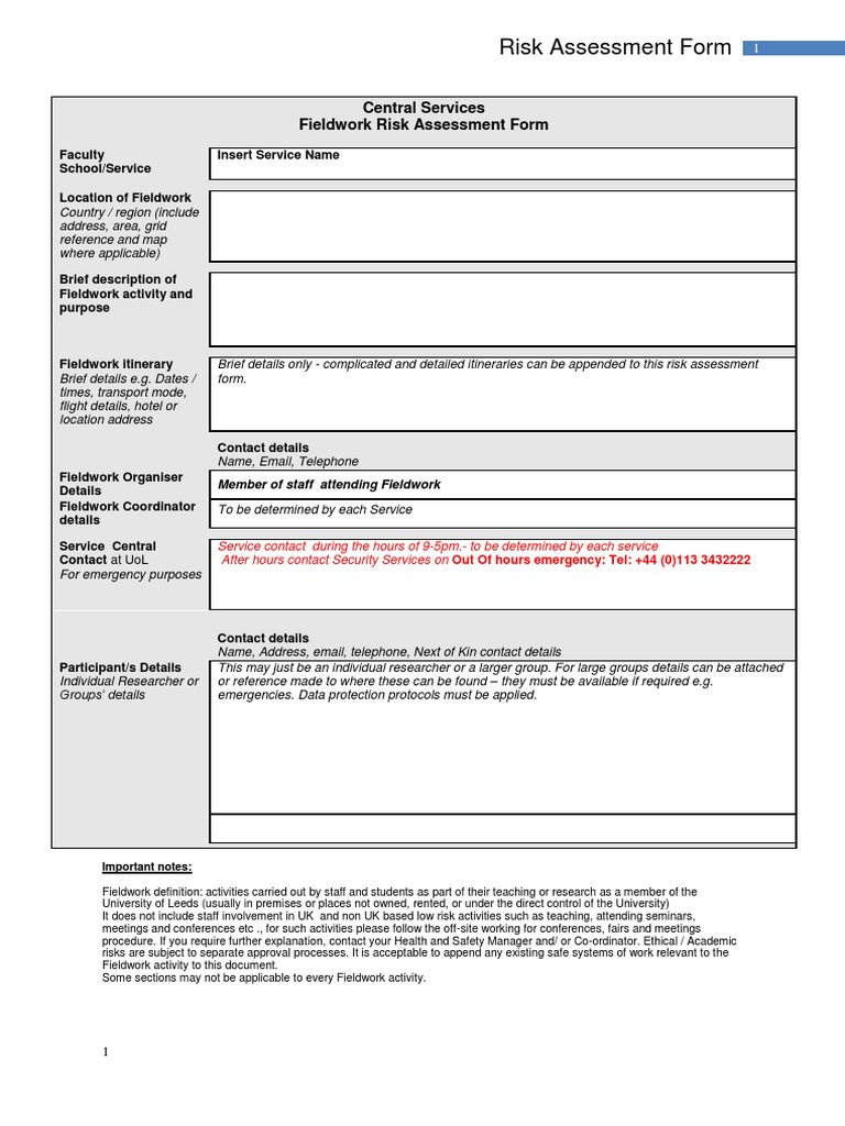 Construction Risk Assessment Sample Form PDF | PDF | Occupational ...