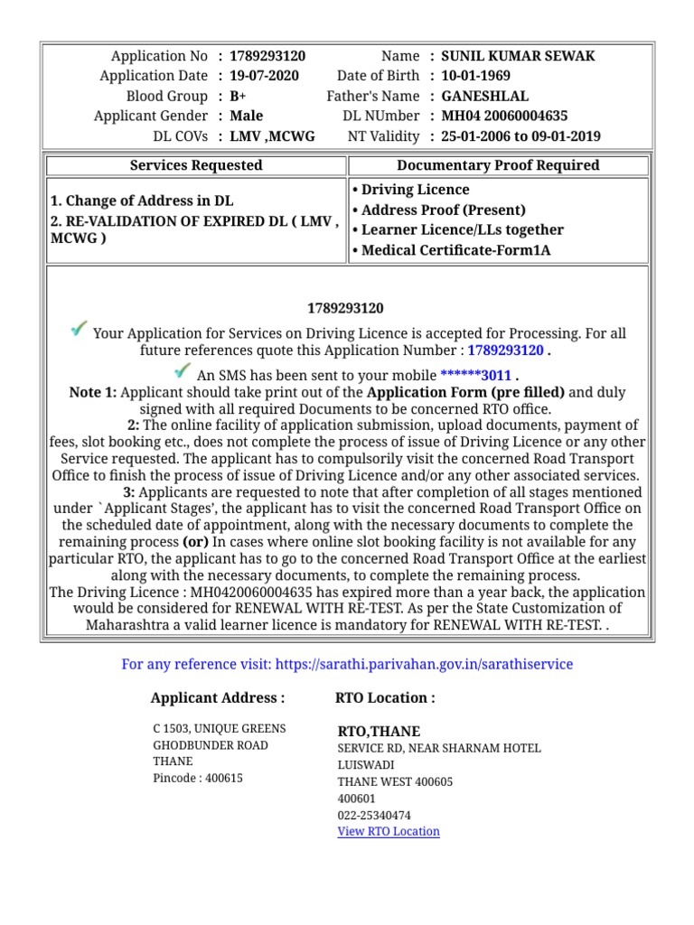DL Renewal and Address Change Process | PDF | Driver's License | Transport