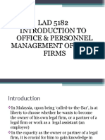 LAD 5182 Introduction To Office & Personnel Management of Legal Firms