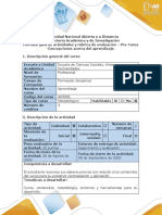 Guía de Actividades y Rúbrica de Evaluación - Pre-Tarea - Concepciones Acerca Del Aprendizaje. PDF