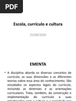 Escola, currículo e cultura- SLIDES AULA 1