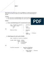 Cost Volume Profit Analysis (Bridal Shoppe Sells Wedding Dresses)