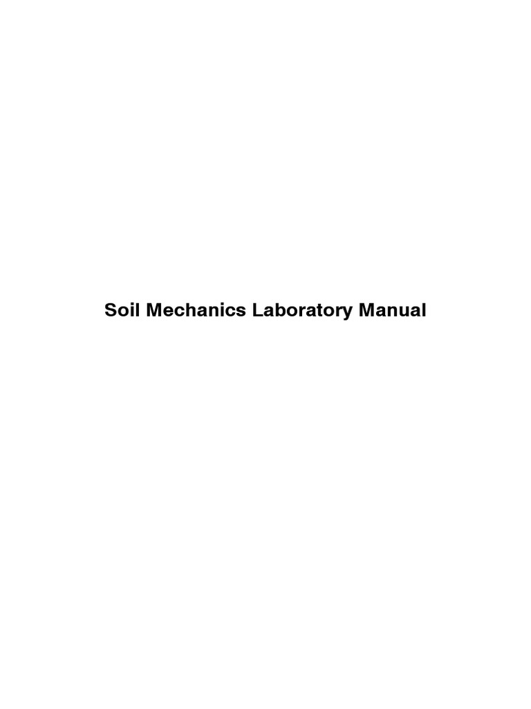 Soil Mechanics Laboratory Manual | PDF | Soil | Density