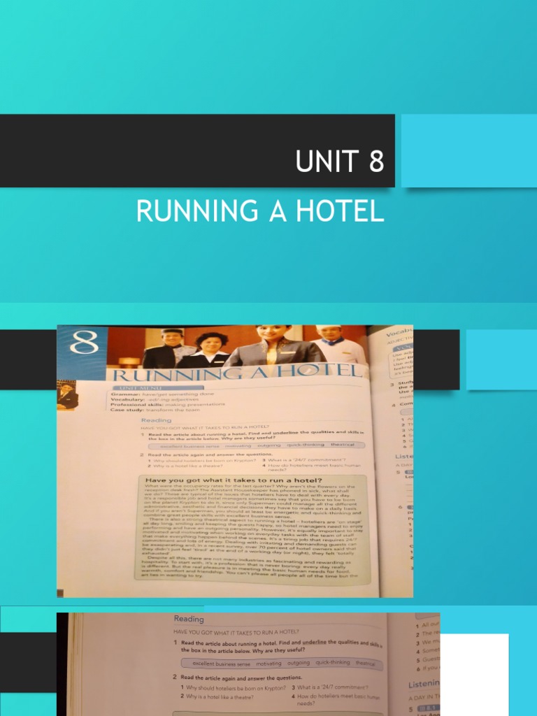 UNIT 8 Running A Hotel First Lesson | PDF